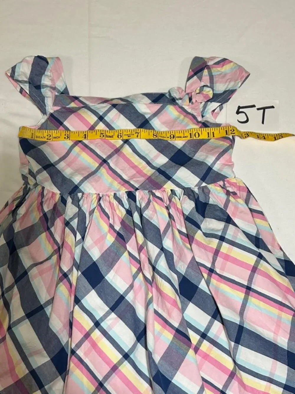 Gymboree Girls 5T Pink Blue Pastel Plaid Short Sleeve Spring Celebrations Dress